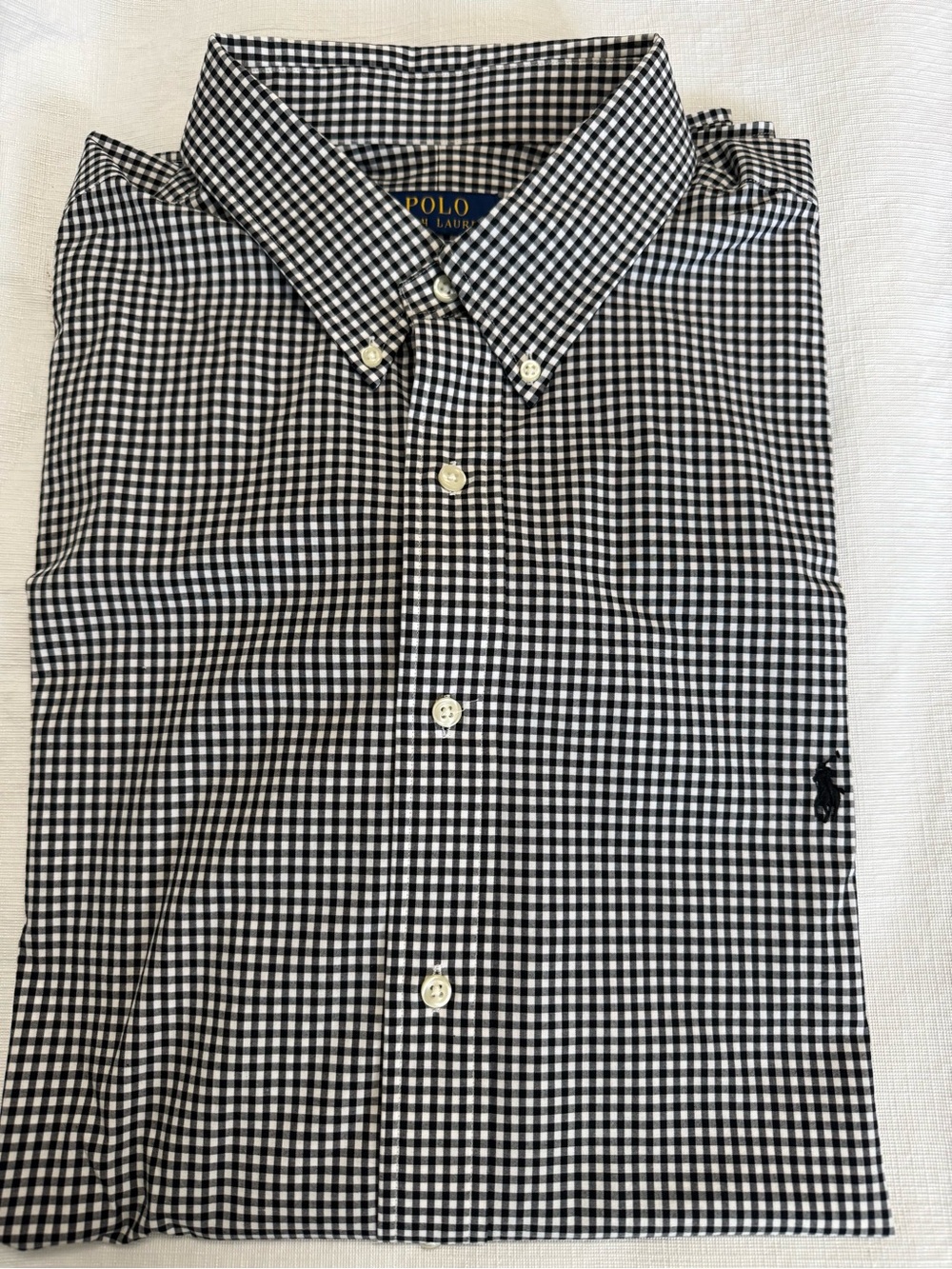 Ralph Lauren Black and White Gingham Button-Down Shirt 2XB